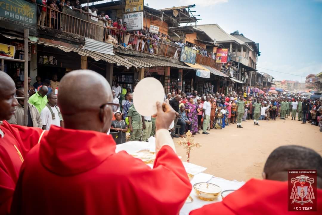 Onitsha catholic Archdiocese celebrate mass at ochanja market