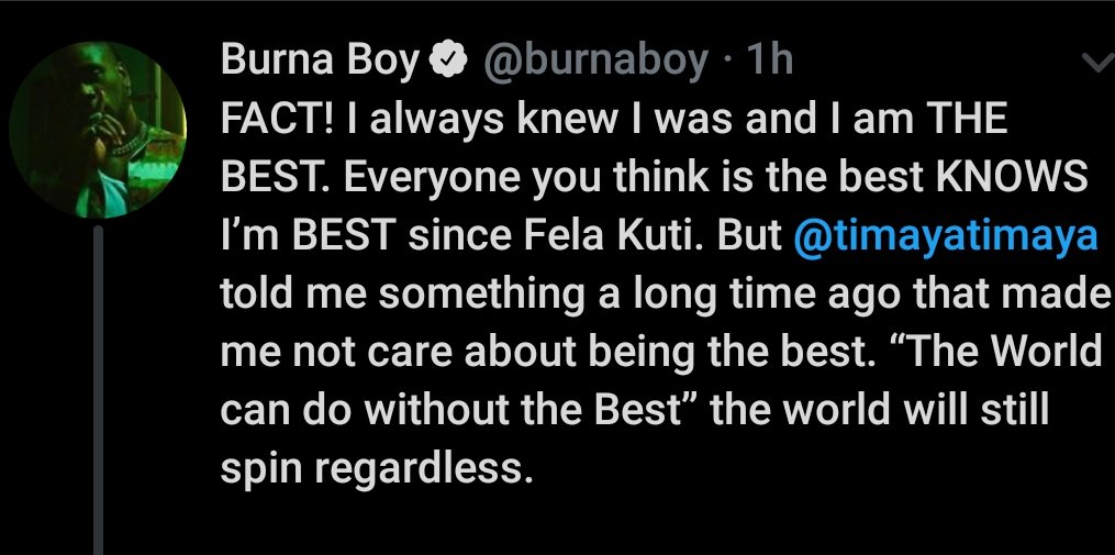 Burna Boy tweet 