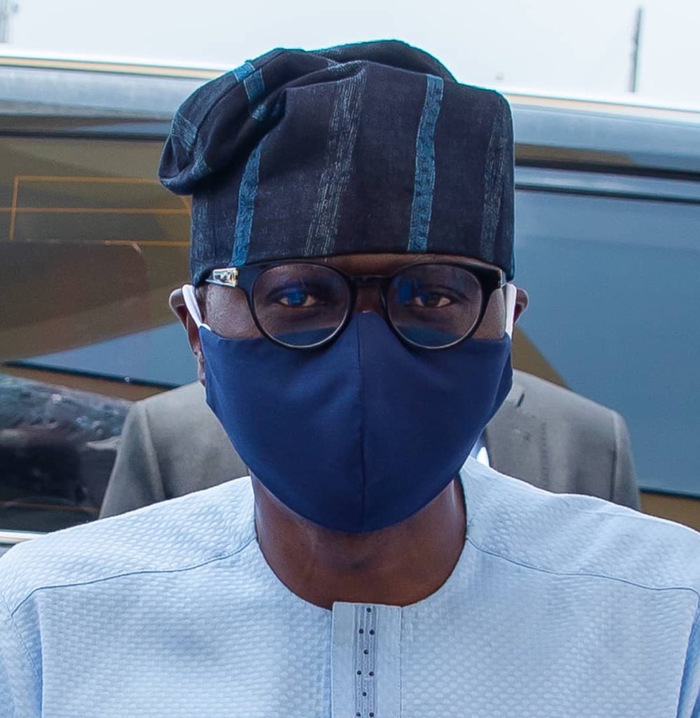 Babajide Sanwo-Olu with his face mask 
