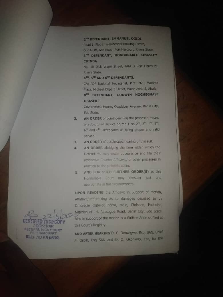 Court order against Obaseki 