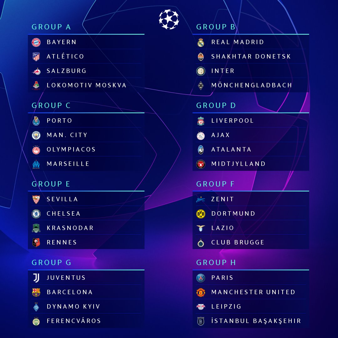 UEFA champions league group stage draws