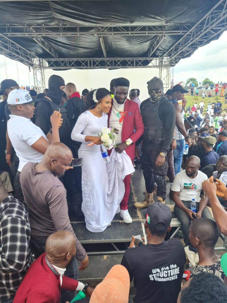 Newly married couple joins OBIdient Abuja March 