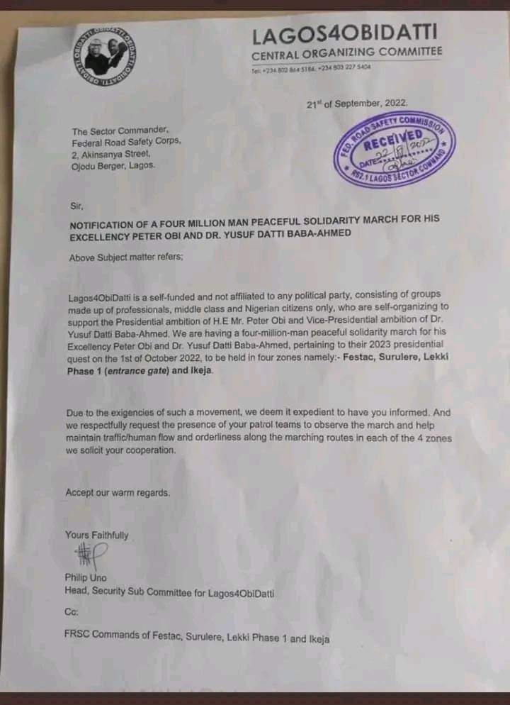 Lagos OBIdients write to Lagos state police 
