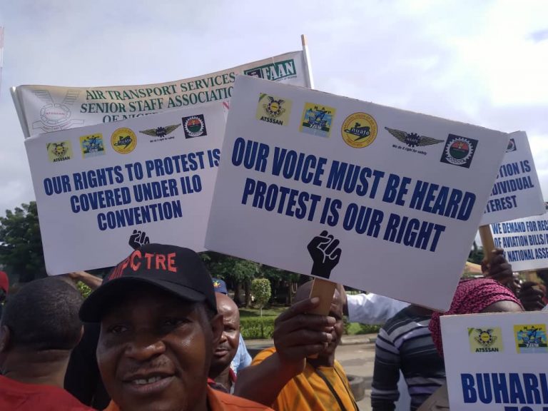 Aviation workers in Nigeria on protest 