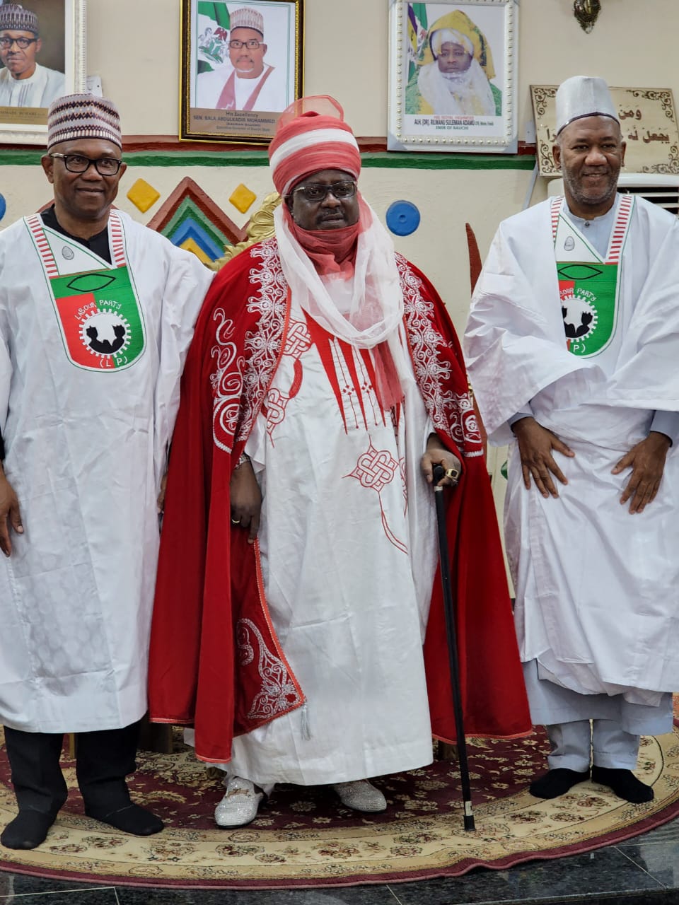 Peter Obi and Yusuf Datti-Baba Ahmed in Bauchi with the Emir