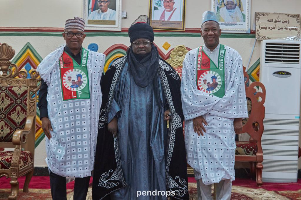 Peter Obi and Yusuf Datti-Babba Ahmed at Emir of Bauchi's palace