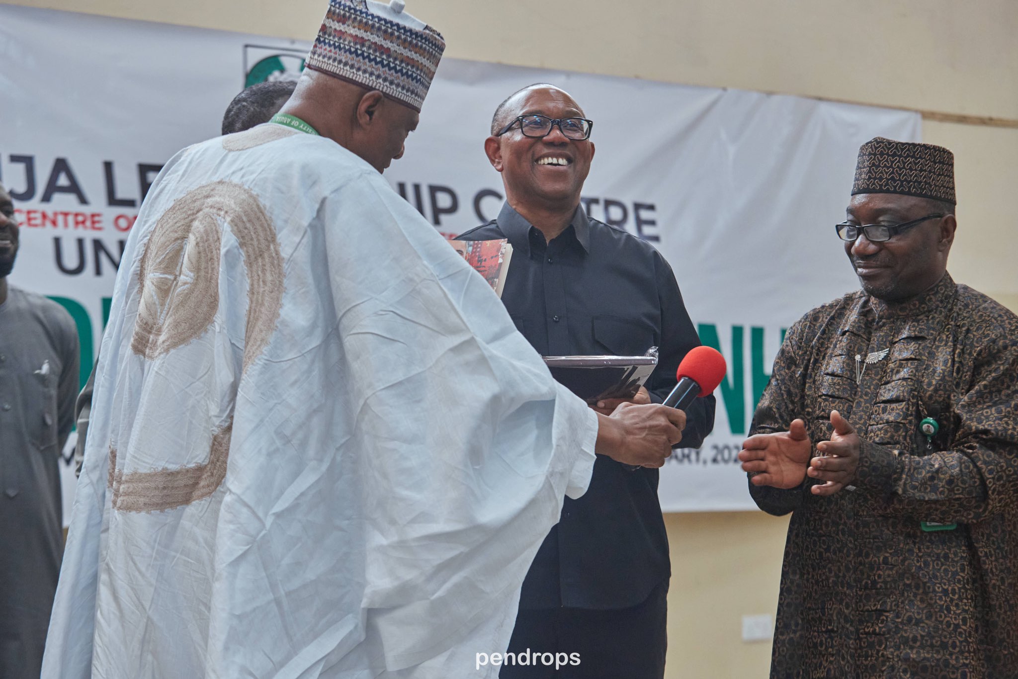 University of Abuja presents Peter Obi with an award of excellence. 