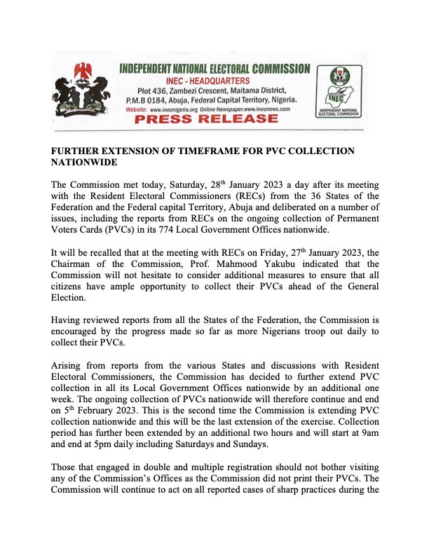 INEC Extends PVC collection 