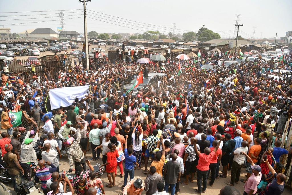 Peter Obi in Owerri timber and Alaba markets