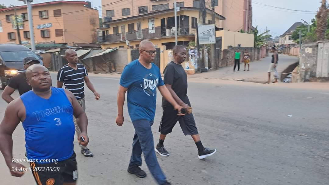 Peter Obi during a workout in Onitsha, Anambra state 