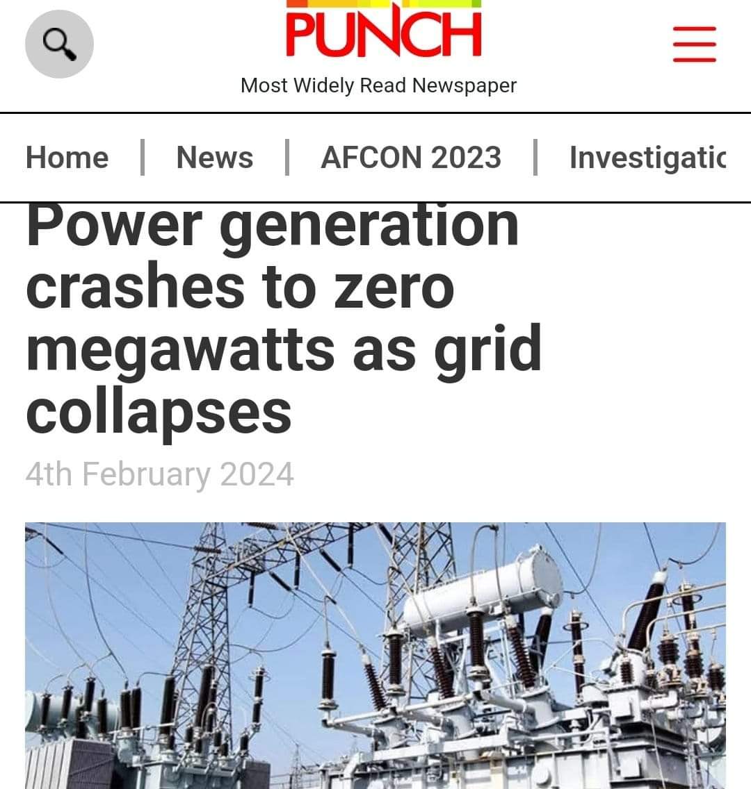 Total National grid collapse 