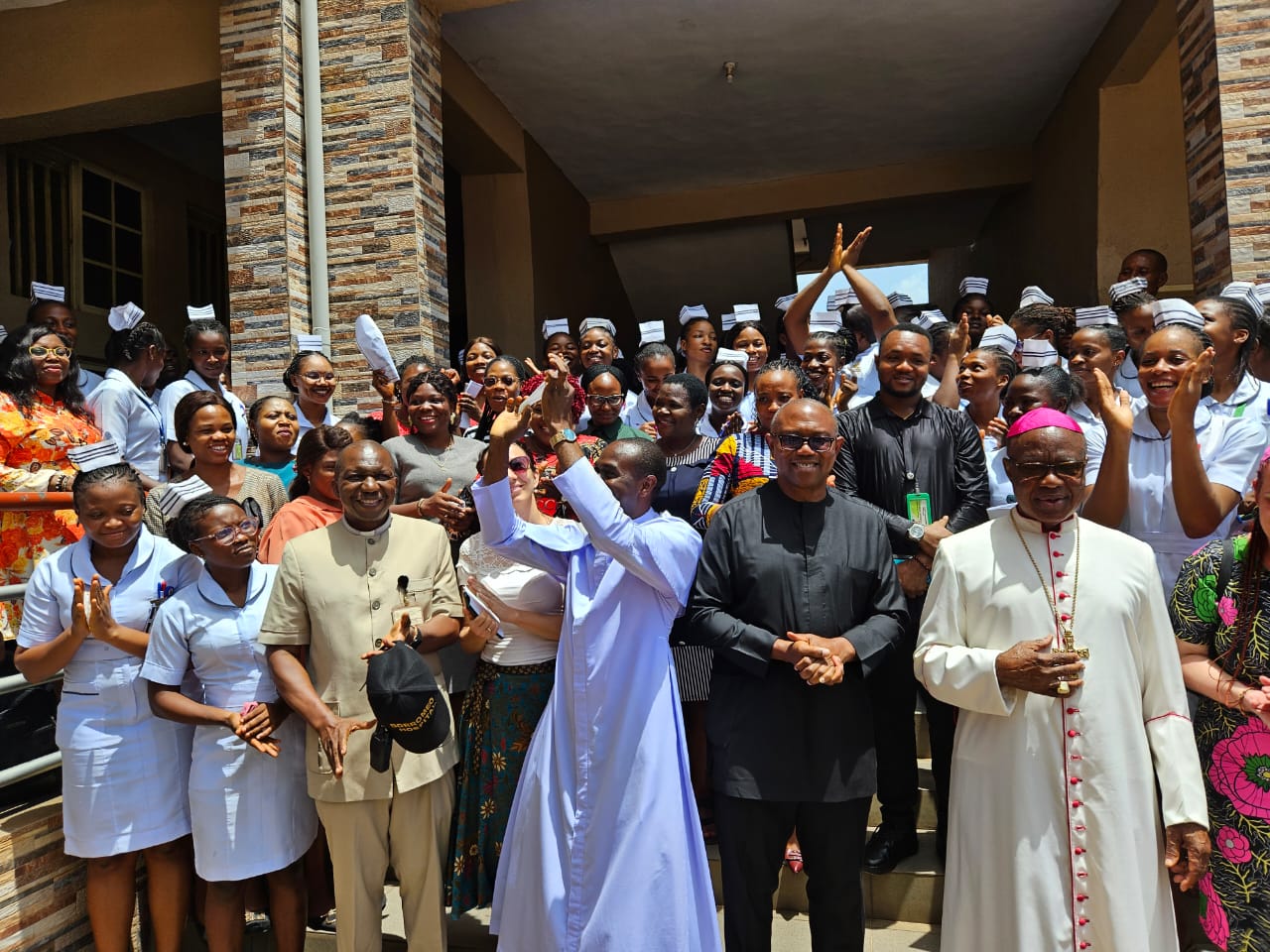 Peter with Nursing students at st. Charles Borromeo Specialist Hospital Onitsha 