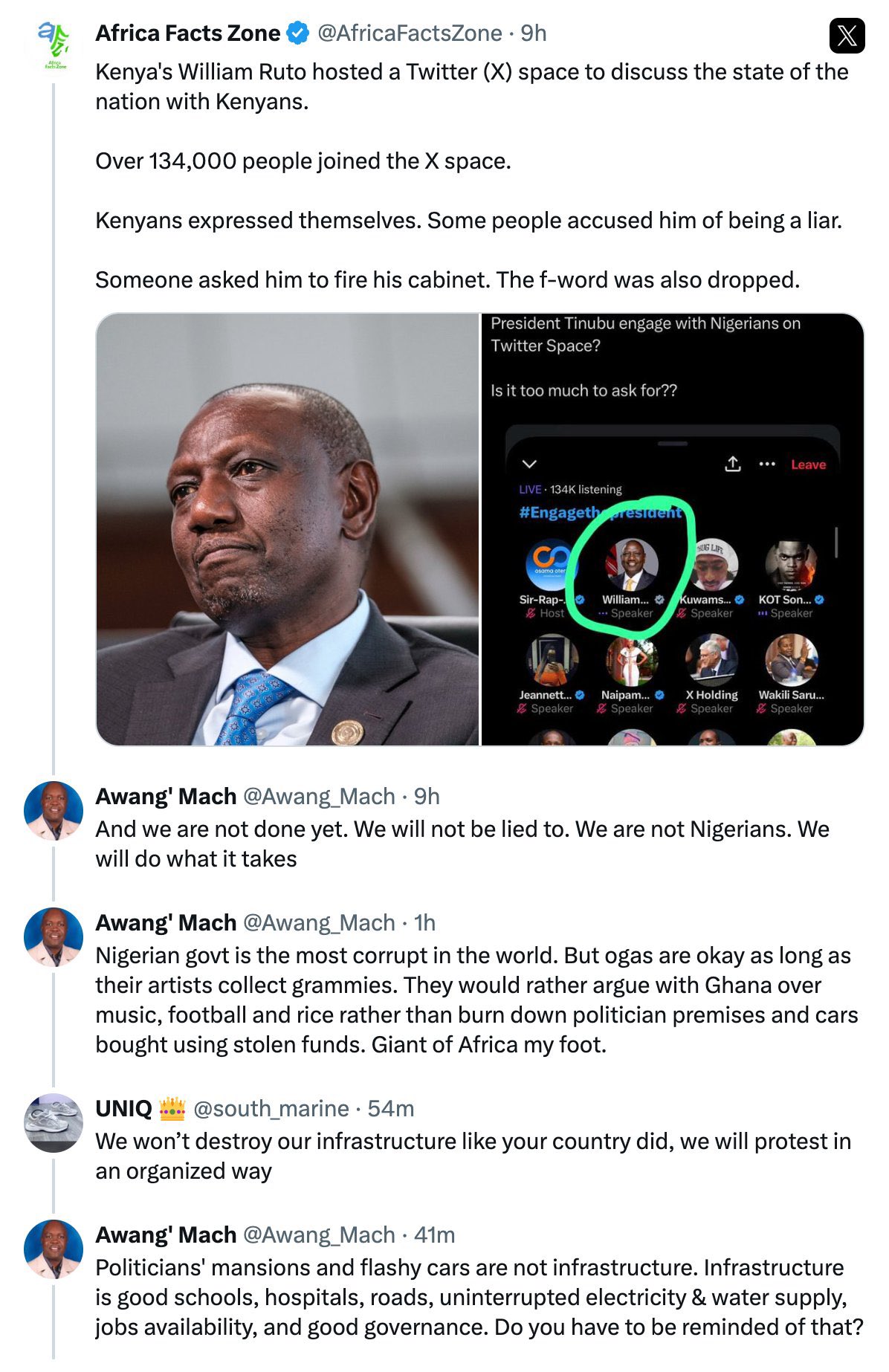 Kenya president in a Twitter space 