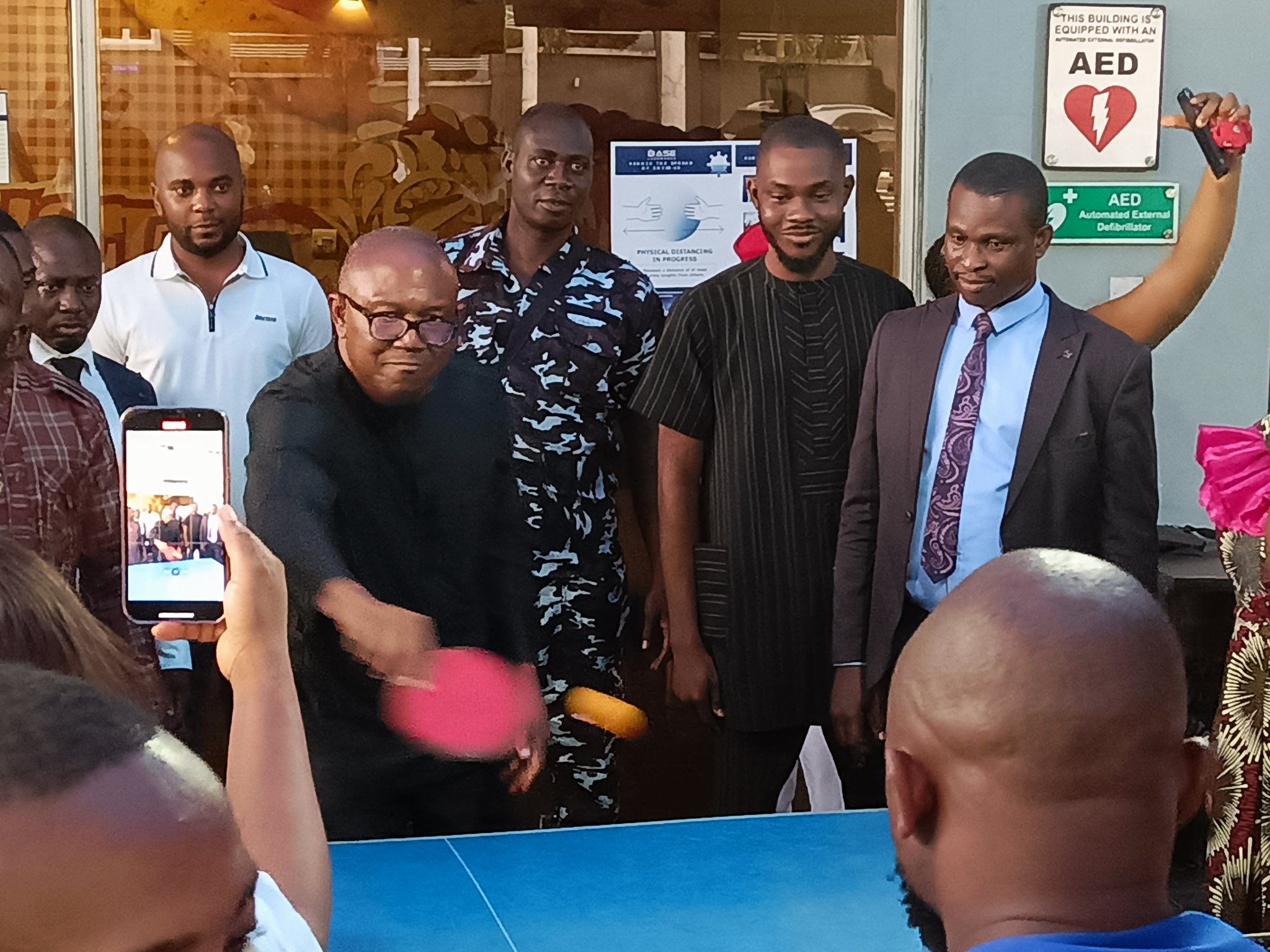 Peter Obi playing table tennis 