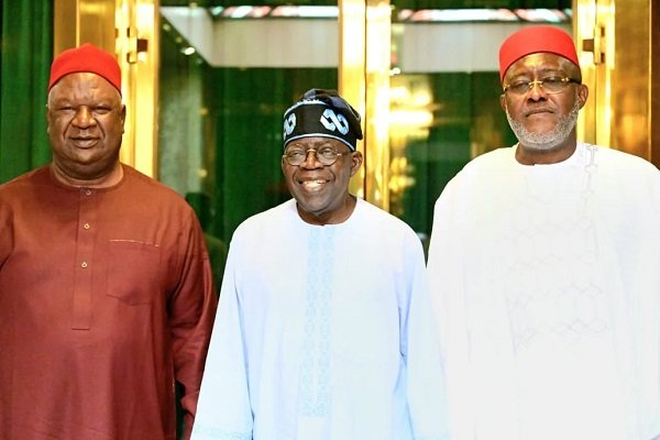 L-R : Anyim Pius Anyim, Bola Ahmed Tinubu, Olisa Metu 