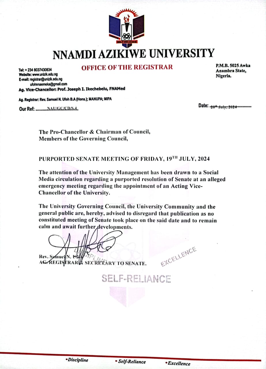 Unizik VC crisis