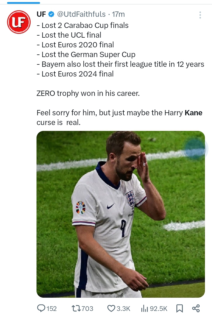 Hary Kane badluck in finals