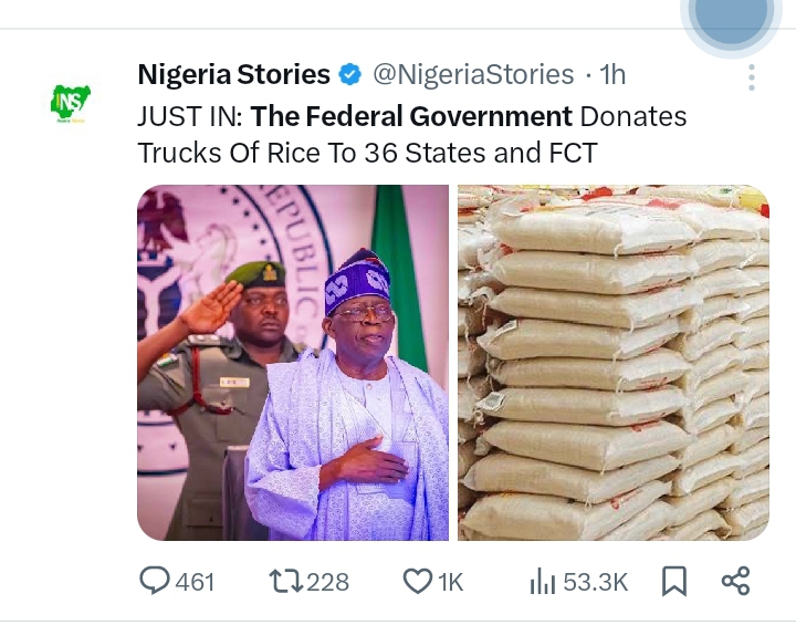 Bola Tinubu sharing rice to Nigerians 