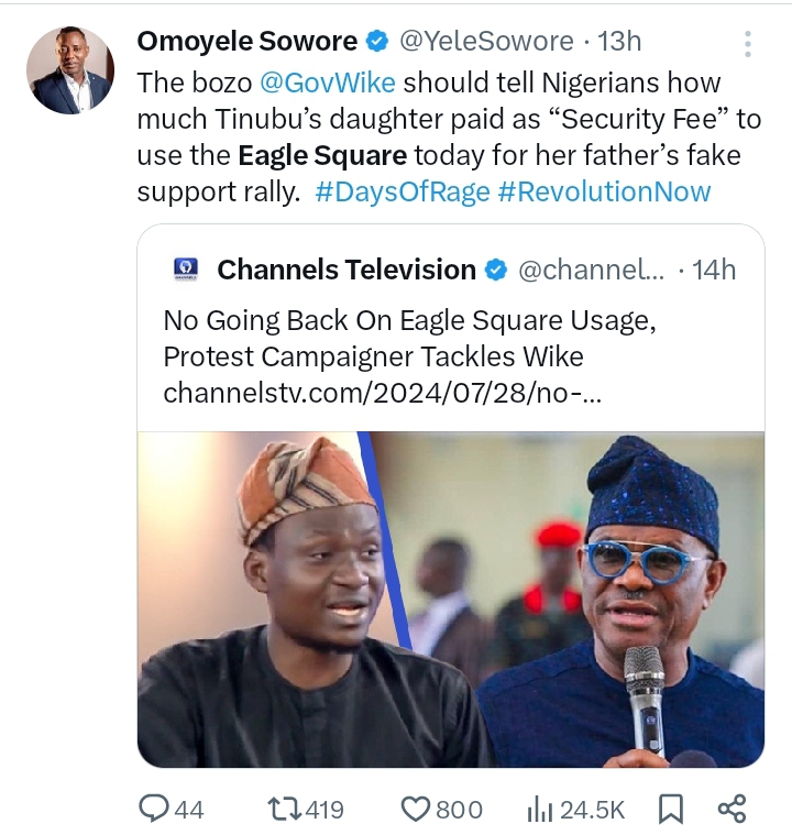 Sowore on Eagles square protest 