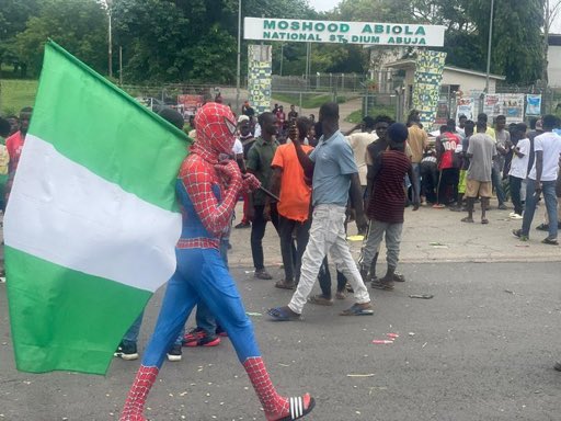 Spider man protesting 