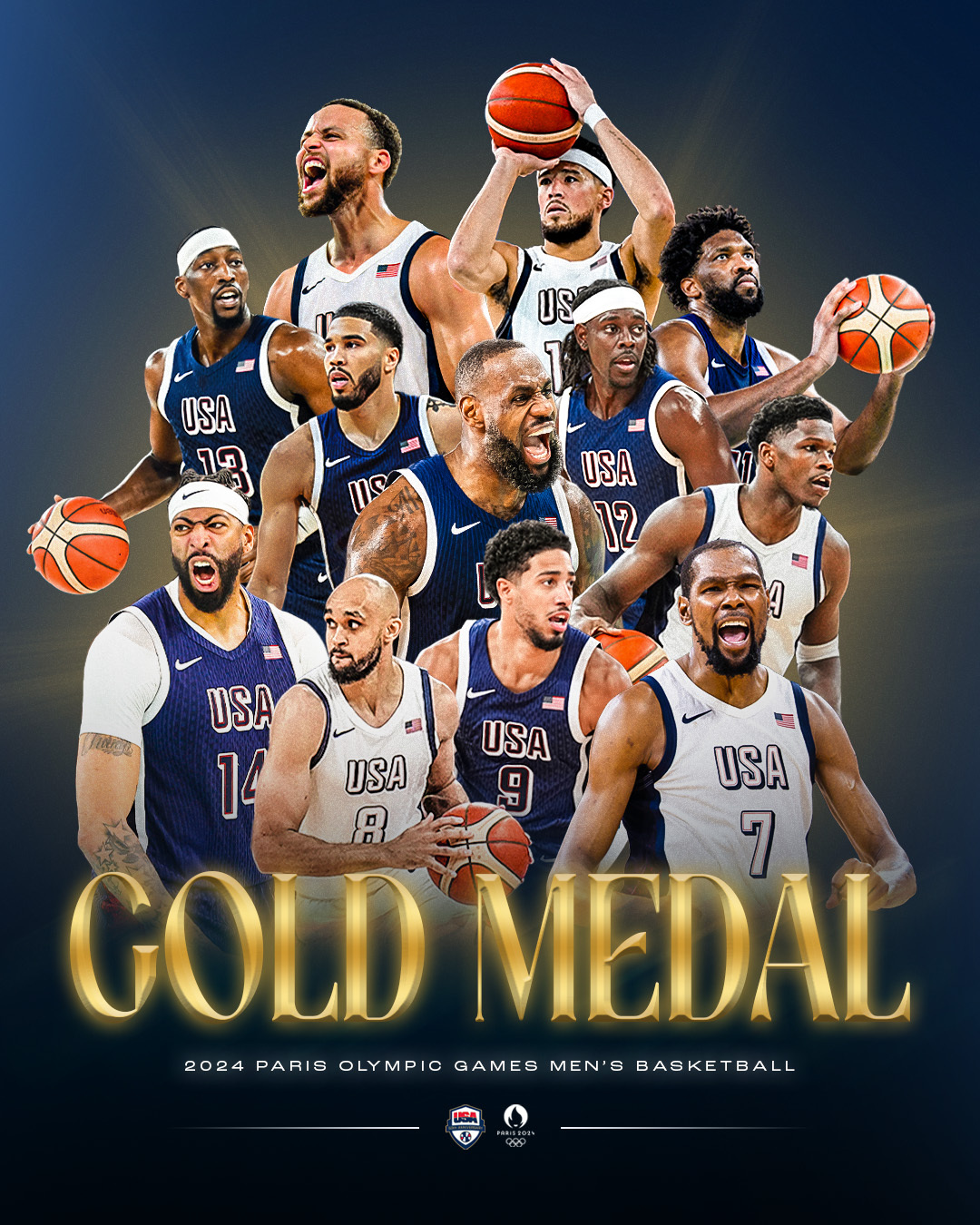 USA basketball Olympics team in Paris wins Gold 