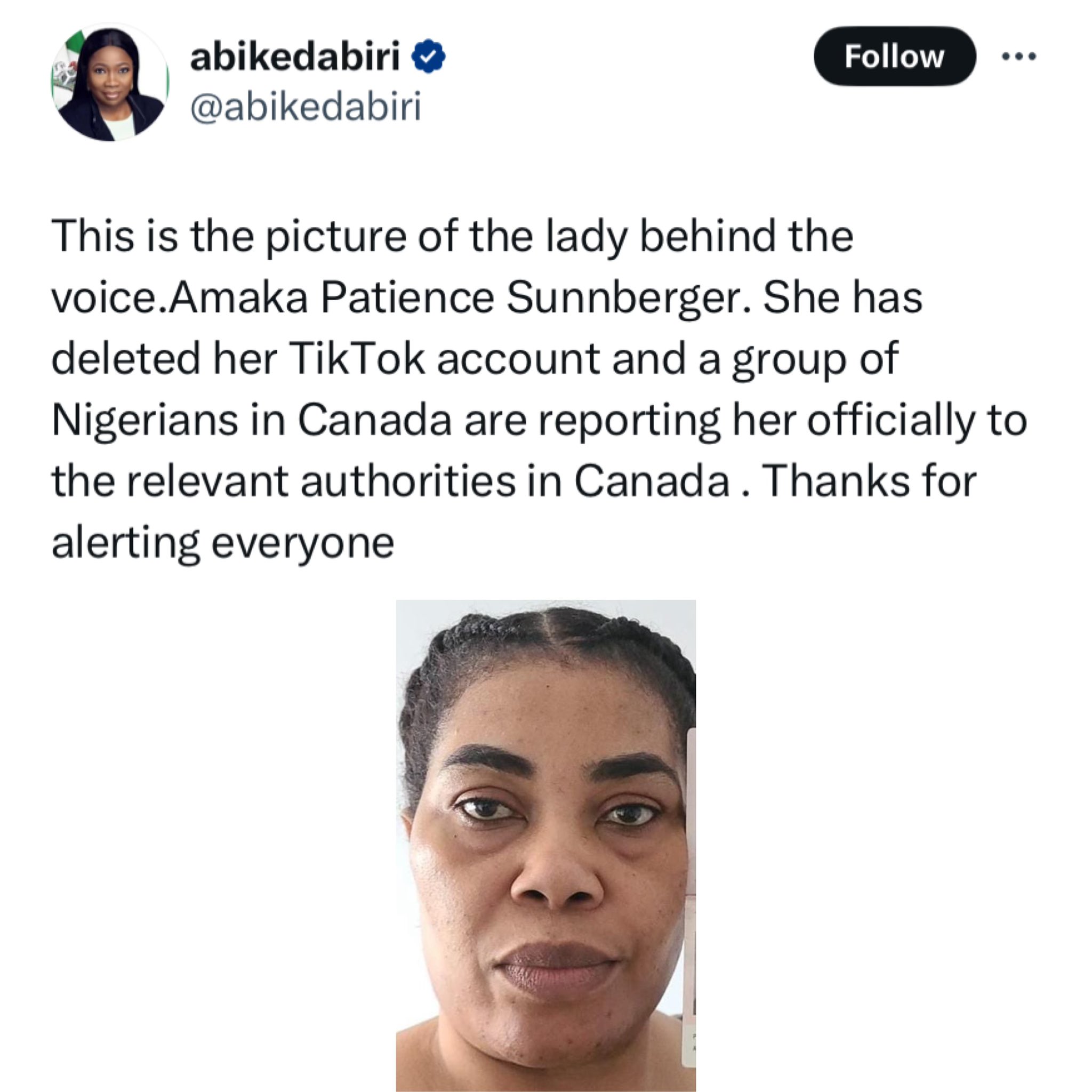 Amaka from Canada under Abike investigation 