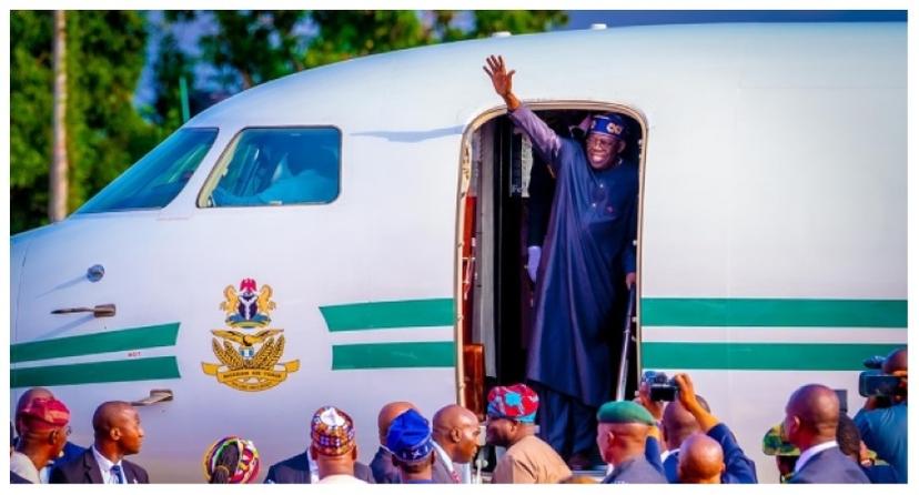 Bola Tinubu departing Nigeria 