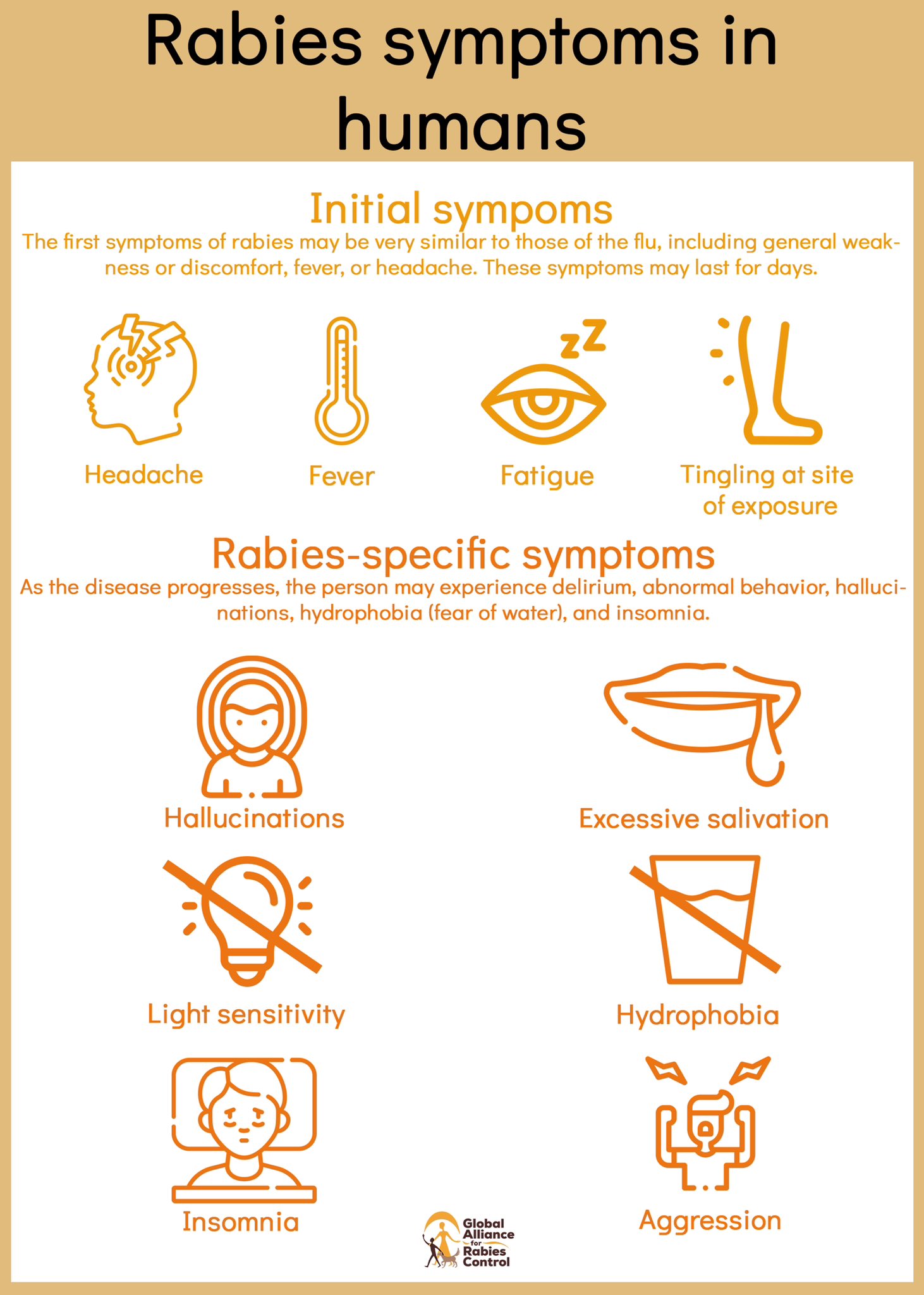 Rabies symptoms in humans