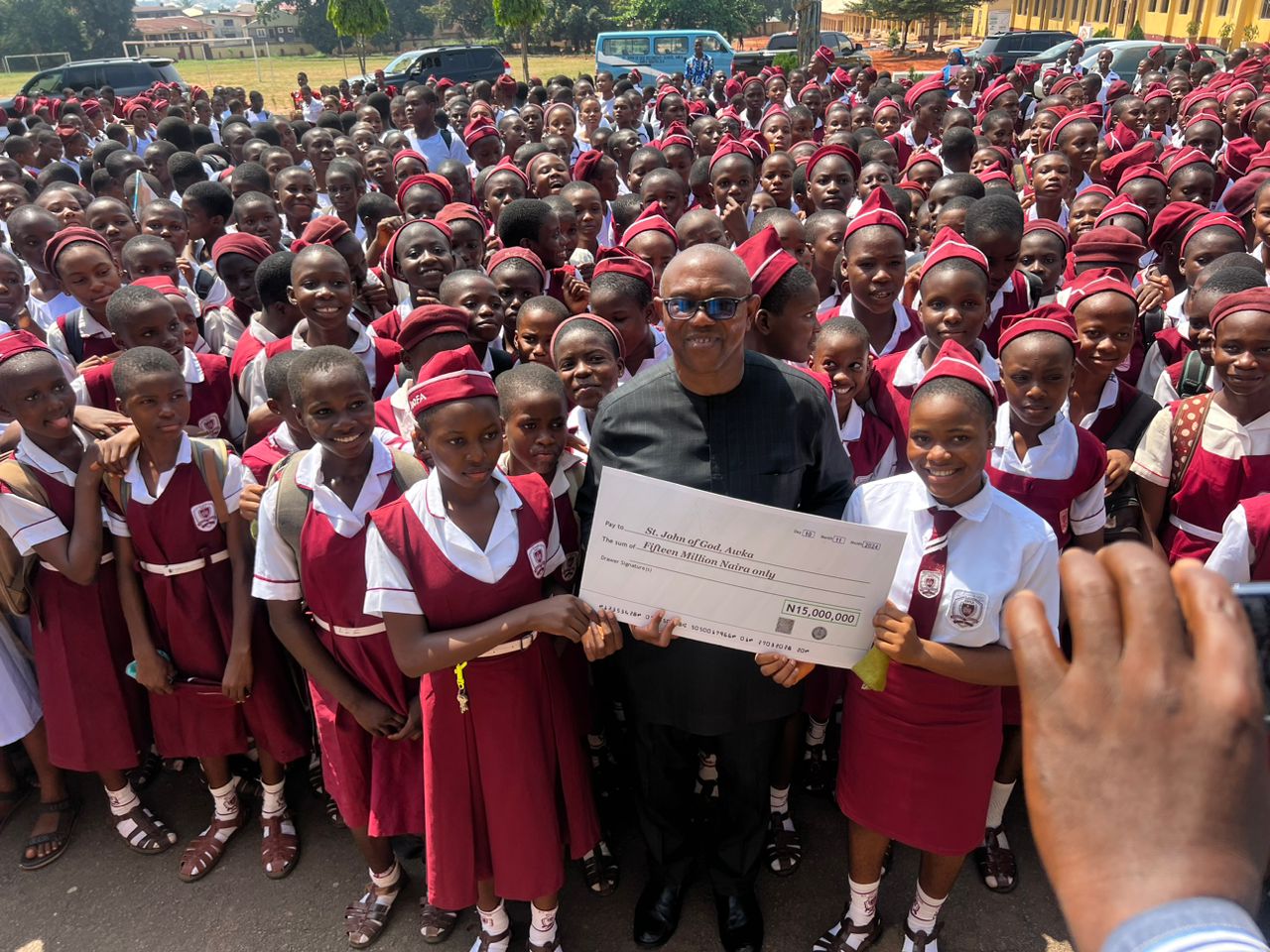 Peter Obi donating to St. John of God secondary school Awka